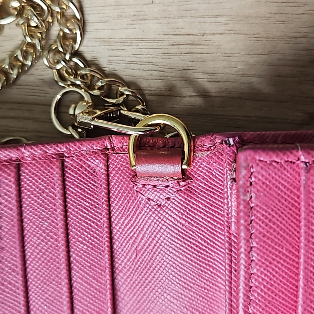 Prada Pink Leather Crossbody Bag Purse Chain Strap - Picture 14 of 17